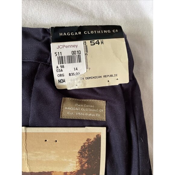 Haggar Mens Pleated Front Shorts 54W Dark Purple Full Cotton Elastic Waist Made - Picture 5 of 11